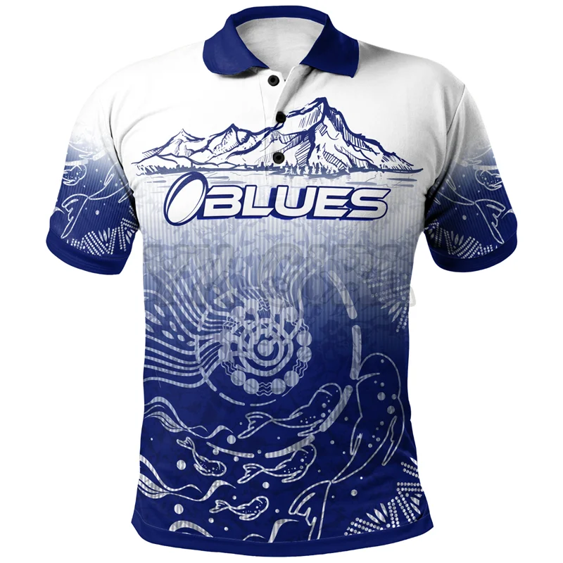 

2022 Summer shirts women for men Blues Rugby Custom Name Blues Rugby Mountain 3D printed Short sleeve t shirts Tops camisas