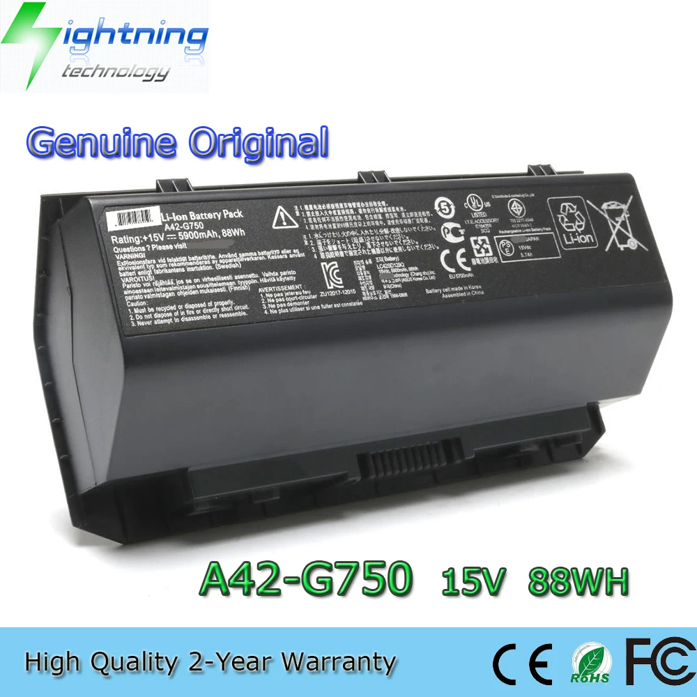 Совершенно новый оригинальный аккумулятор для ноутбука A42-G750 15 В 88 Втч ASUS ROG G750 G750J