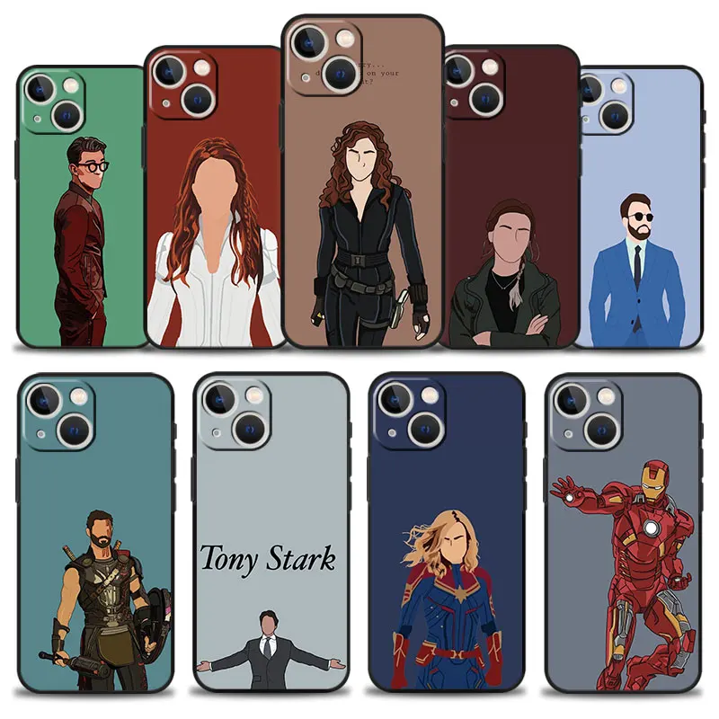 

Phone Case For Apple iPhone 13 11 12 Pro Max XR X 8 7 6 6S Plus XS 13mini SE Cover Silicon Bumper Marvel Avengers Iron Man Thor