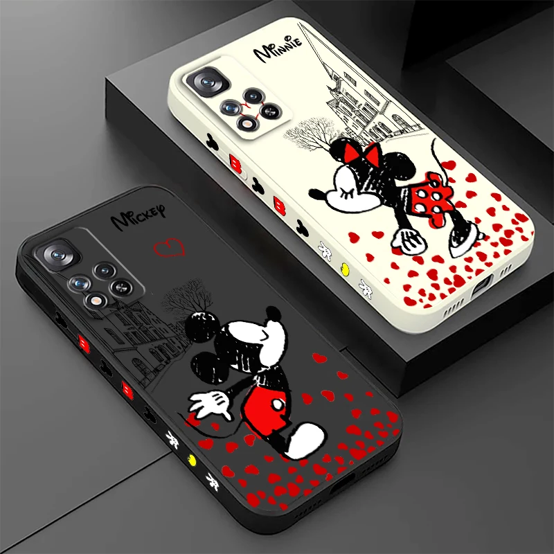

Love Mickey Minnie Baby Mouse Liquid Left Rope Phone Case For Xiaomi Redmi Note 12 11 11T 10 10S 9 9S 9T 8 8T Pro Speed 4G 5G