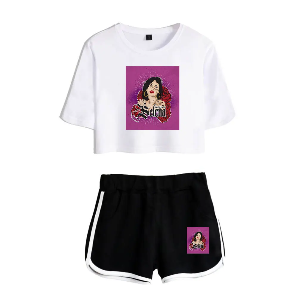 

2022 Selena Quintanilla Women Sets Pullover Elastic Waist Harajuku Suits Short Tops Streetwear Two Piece Sets Sportswear Kawaii