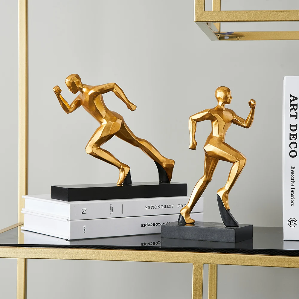 

Nordic Decoration Home Gold Runners Sculpture and Figurines for Bookshelf Interior Desktop Accessories Office Abstract Statue