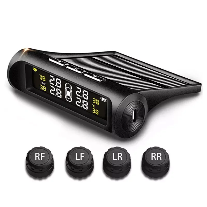 

1 Pc Car Tire Pressure Monitoring System Solar Device Sensor Security Alarm Systems Digital Display Temperature Warning TPMS