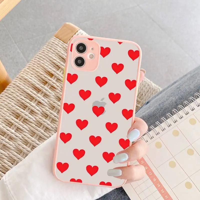 

RuiCaiCa Aesthetic Love Heart Phone Case for iPhone X XR XS 7 8 Plus 11 12 13 pro MAX 13mini Translucent Matte Case
