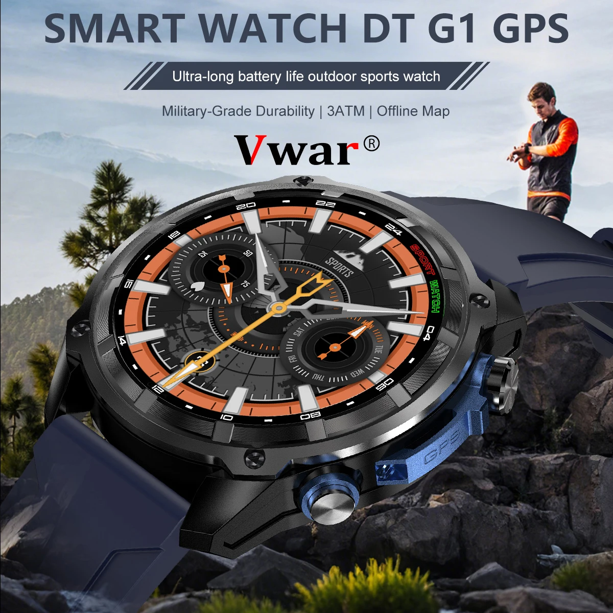 Фото 2025 НОВЫЕ GPS Смарт-часы с картами автономной памяти 4 ГБ Видеоплеер Военные спортивные умные часы для мужчин 30 м Водонепроницаемые AMOLED для плавания №2