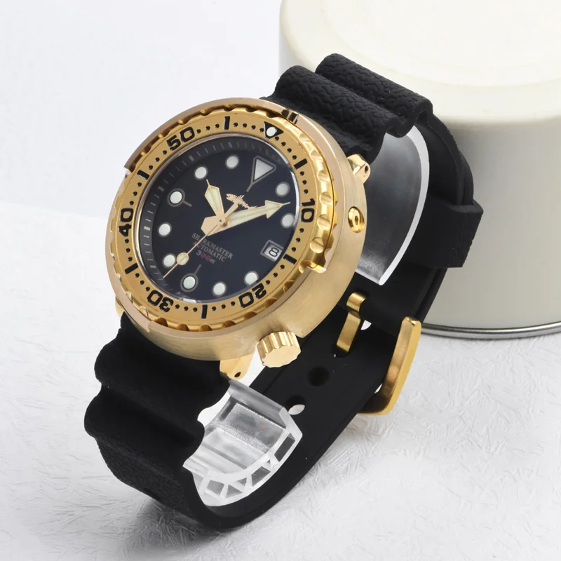 Фото Часы Heimdallr Watch Bronze Tuna 44MM с черным циферблатом, ретро-дизайном, люминесцентным покрытием, сапфировым стеклом, водонепроницаемостью до 200 м, автоматическим механическим механизмом NH35. №1