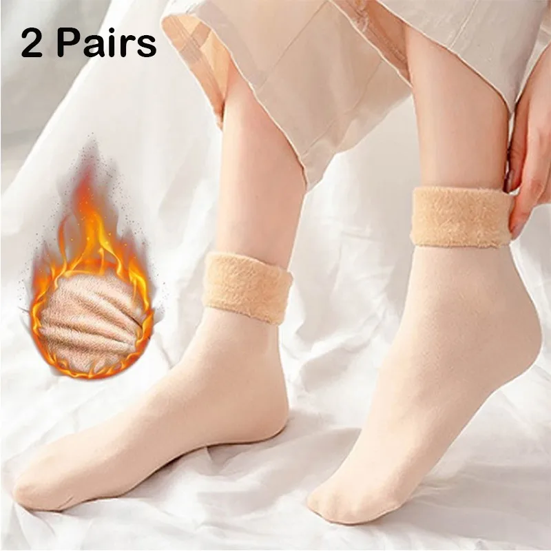 

2Pairs-Add Down Snow Socks Home Men Women Through The Floor Socks Fashionable Autumn Winter Warm Snow Socks Add Down Thickening