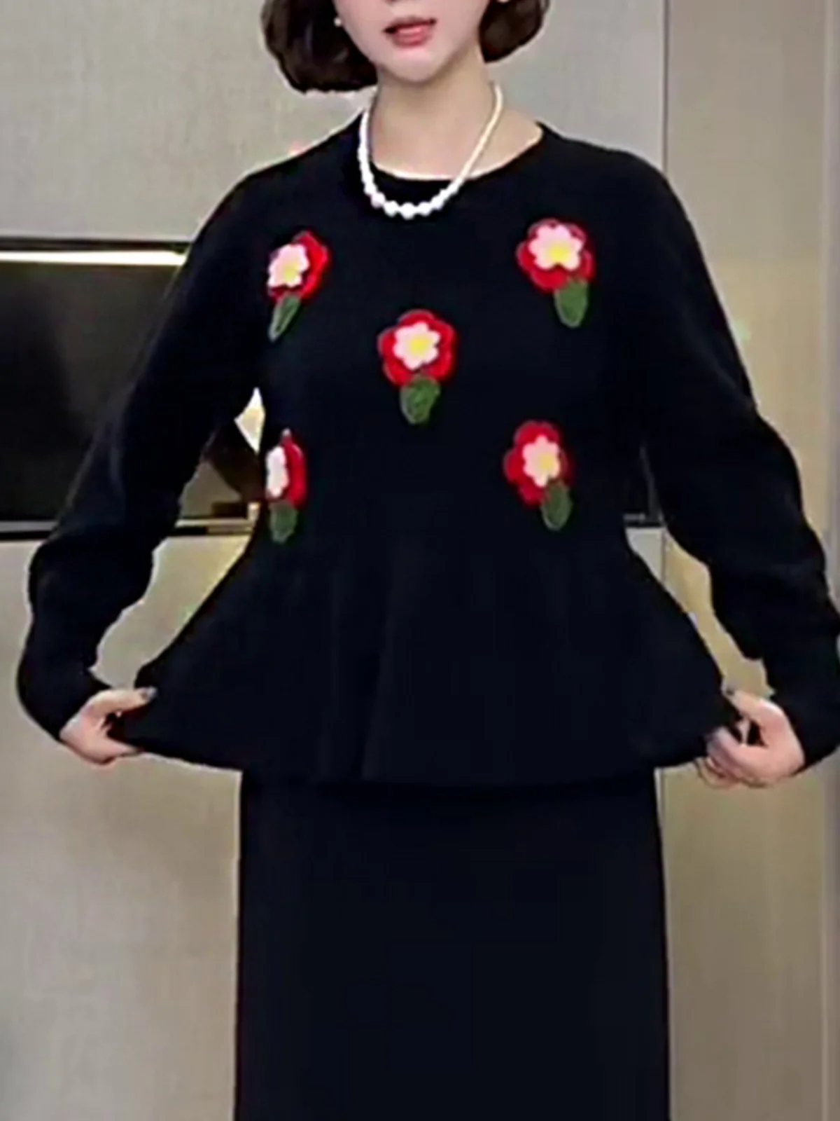 Женская одежда больших размеров Chubby Girl осень 2024 новый топ с длинными рукавами и