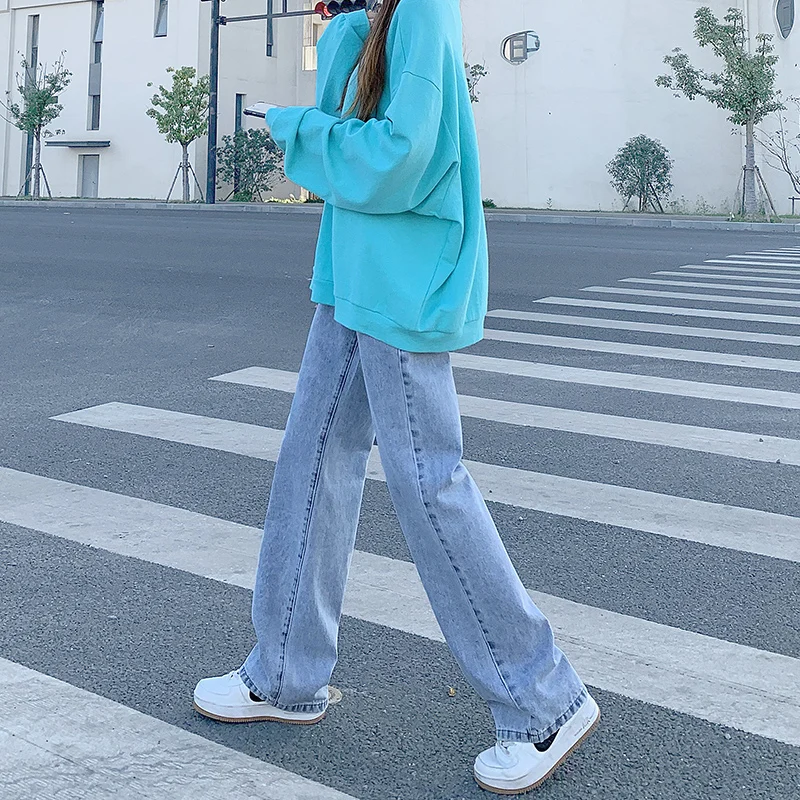 

506# 2022 Spring Casual Wide Leg Loose Straight Denim Maternity Full Long Jeans Belly Pants Clothes for Pregnant Women Pregnancy