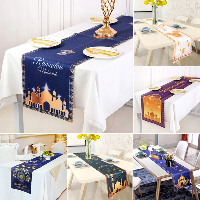 

EID Mubarak Tablecloth Table Runner Flag Ramadan Kareem Islamic Muslim Party Festival Eid Al Adha Gifts Home Decoration Supplies