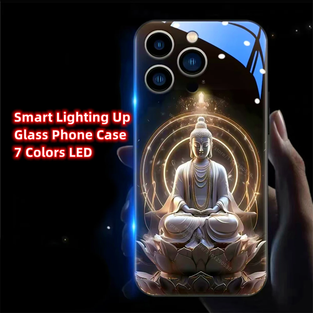 Фото Чехол для телефона из закаленного стекла Great Fortune Dragon Smart LED Light Glow для Samsung S25 S24 S23 S22 S21 S20 FE Note 10 20 Plus Ultra №4