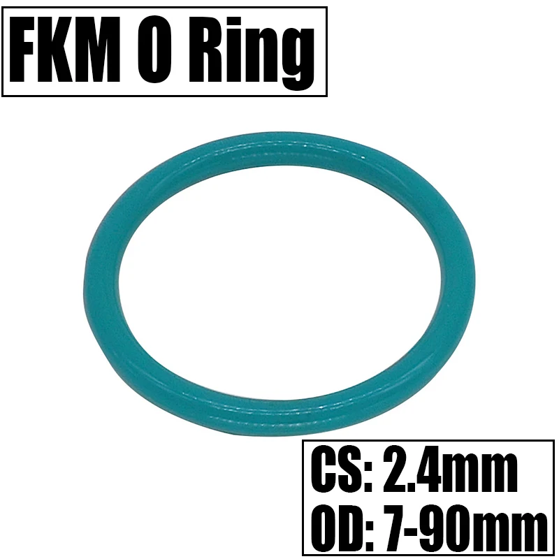 

2-10PCS FKM O Ring Seal Gasket Thickness CS 2.4mm OD 7-90mm Oil/High Temperature Resistance Washer Fluorine Rubber Spacer