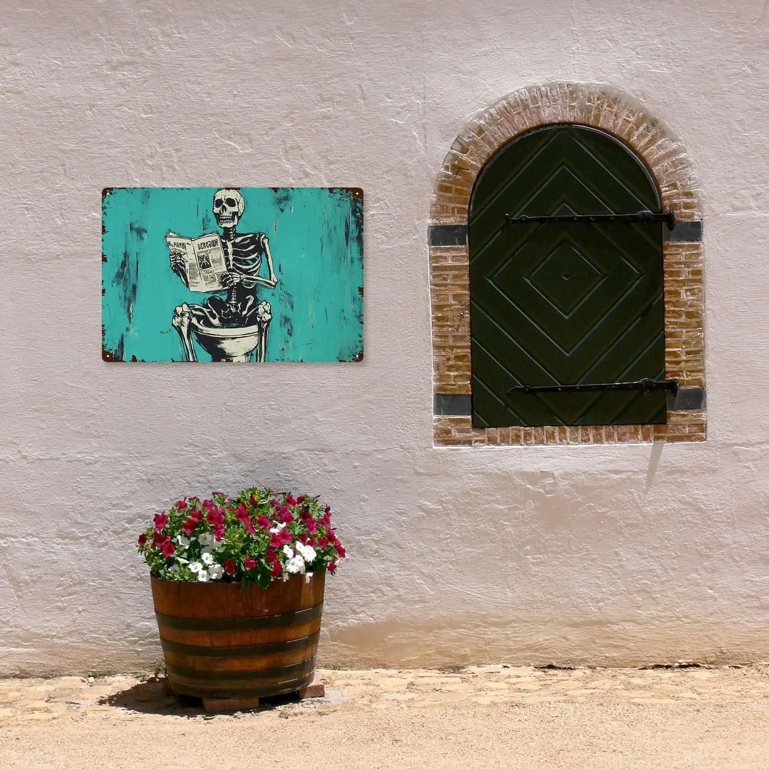 Tn Sgns забавный metl Декор сgn скелет Sttng на толето redng newspper Для восстановленного