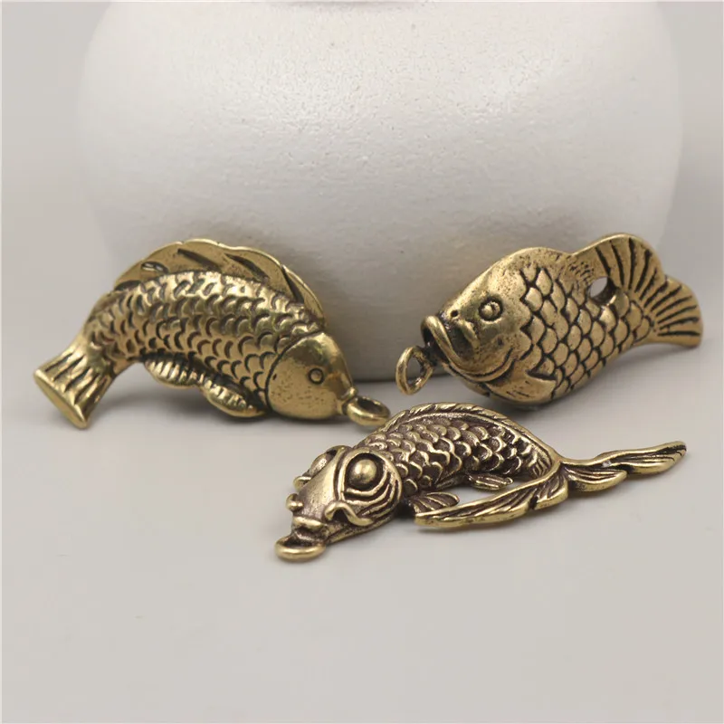 

Old Bronze Brass Made Old Fish Keychain Pendant Lucky Carp Pisces Car Key Pendant Stall Wholesale Keychain Charms