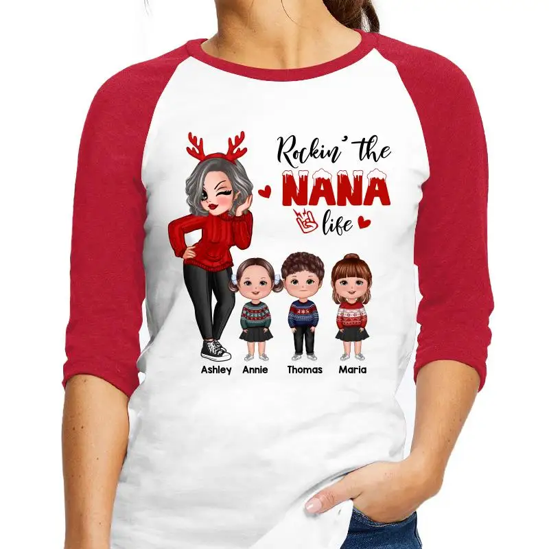 

Christmas Livin‘ That Grandma Life Personalized Raglan Shirt