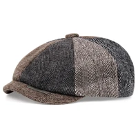 2022 new male hat flat hats men herringbone cap men ladies fashion painter wool hat peaky blinders hat