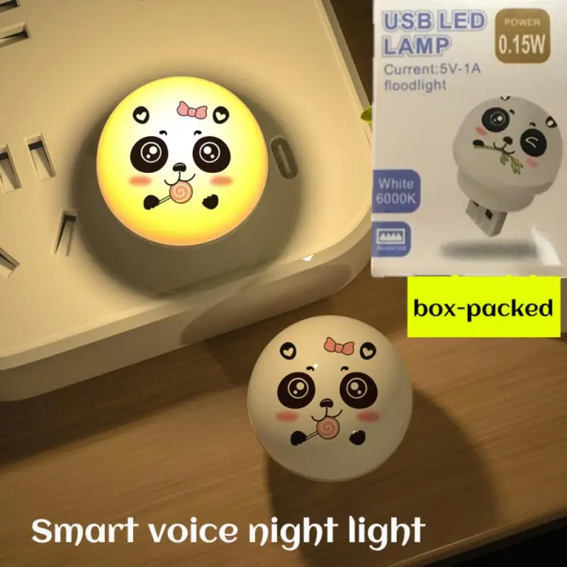 

Portable Cute Night Light USB Round Panda Expression Pattern Lamp Bedroom Children Gift Decoration Desk Lamps Indoor Lighting