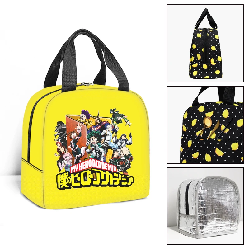 Anime Boku No Hero Academia Cooler Lunch Box Portable Insulated Lunch Bag Thermal Food Picnic School Lunch Bags For Student Kids