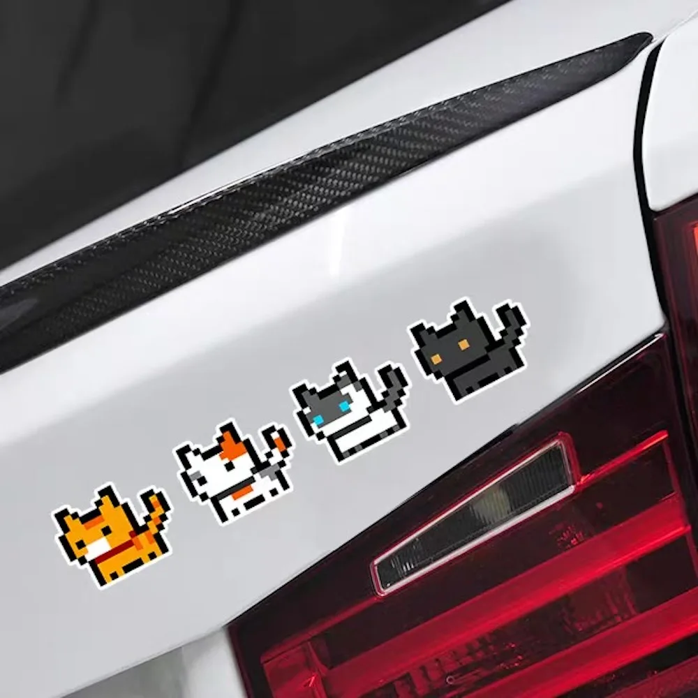 

S396 Мультяшные наклейки для автомобиля мотоцикла шлем пиксель кошки в ряд Водонепроницаемые Светоотражающие защитные наклейки для окна