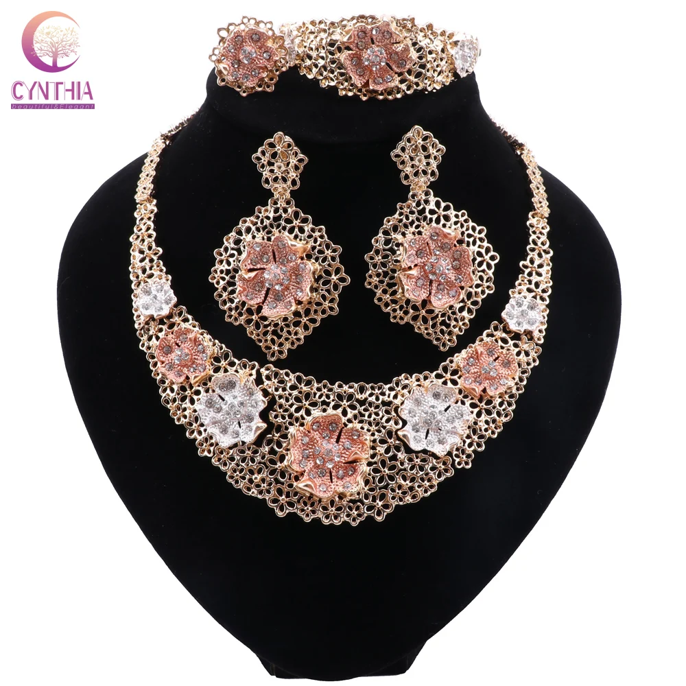 

Изысканный комплект ювелирных украшений CYNTHIA из Дубая, новый дизайн, нигерийская женская свадебная цепочка, набор Модных Итальянских сваде...