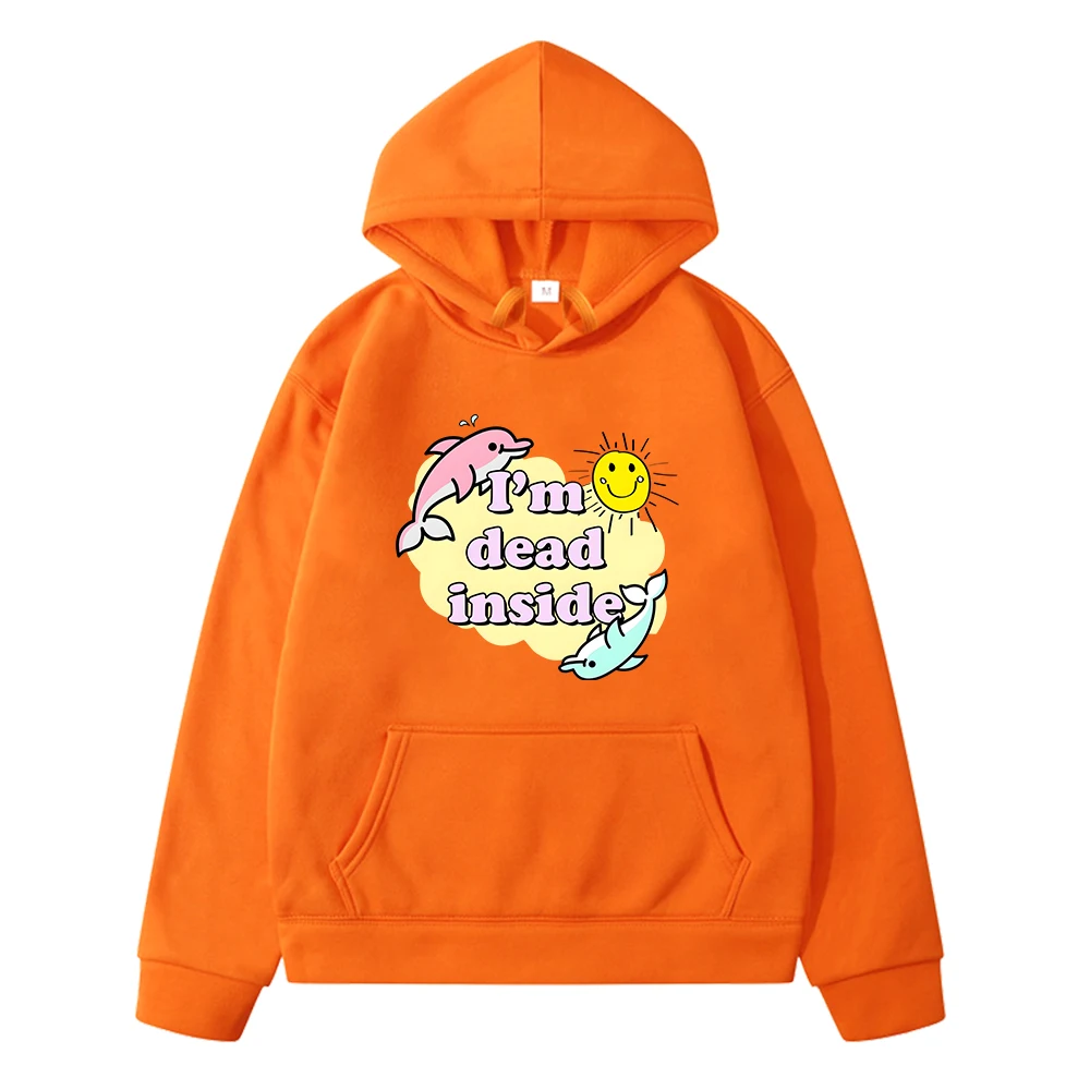 

I'm Dead Inside Dolphin Hoodies Boys and Girls Children Soft Sweatshirt Hooded Pullovers Casual Long Sleeve Fleece Streetwear