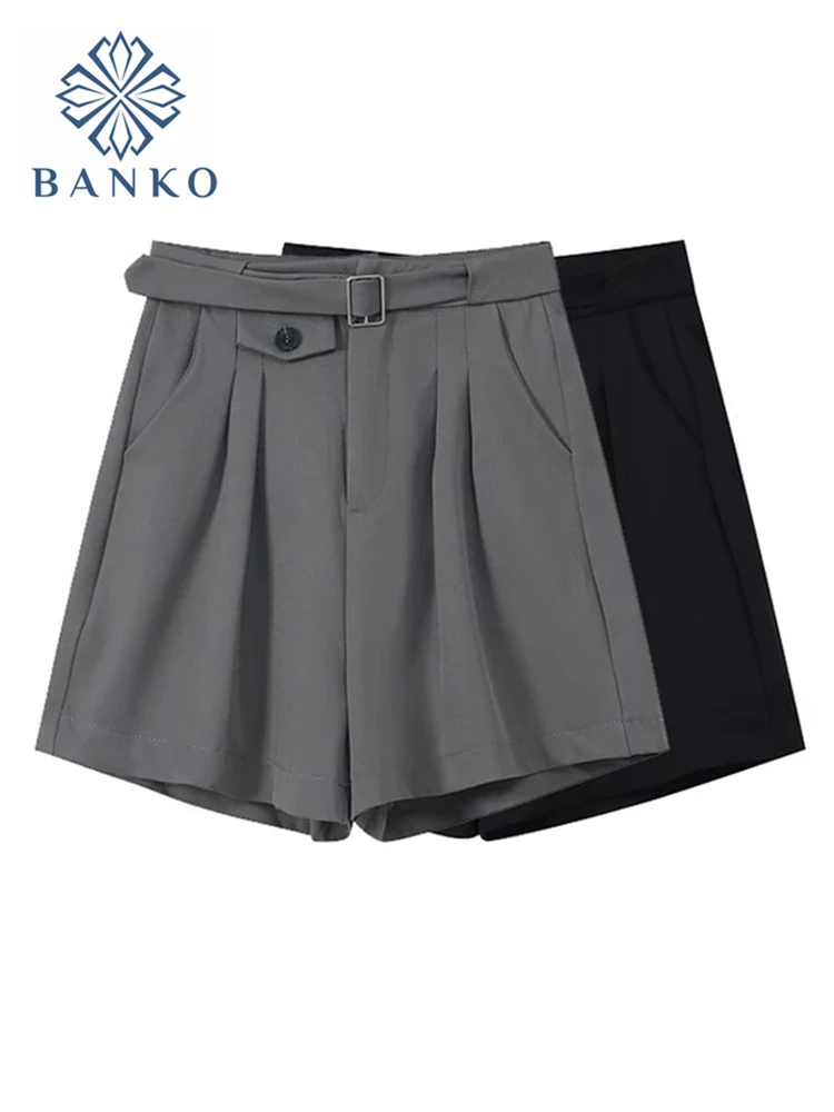 

Шорты женские на пуговицах до колена, однотонные широкие свободные драпированные повседневные офисные простые уличные модные бойфренды в ...