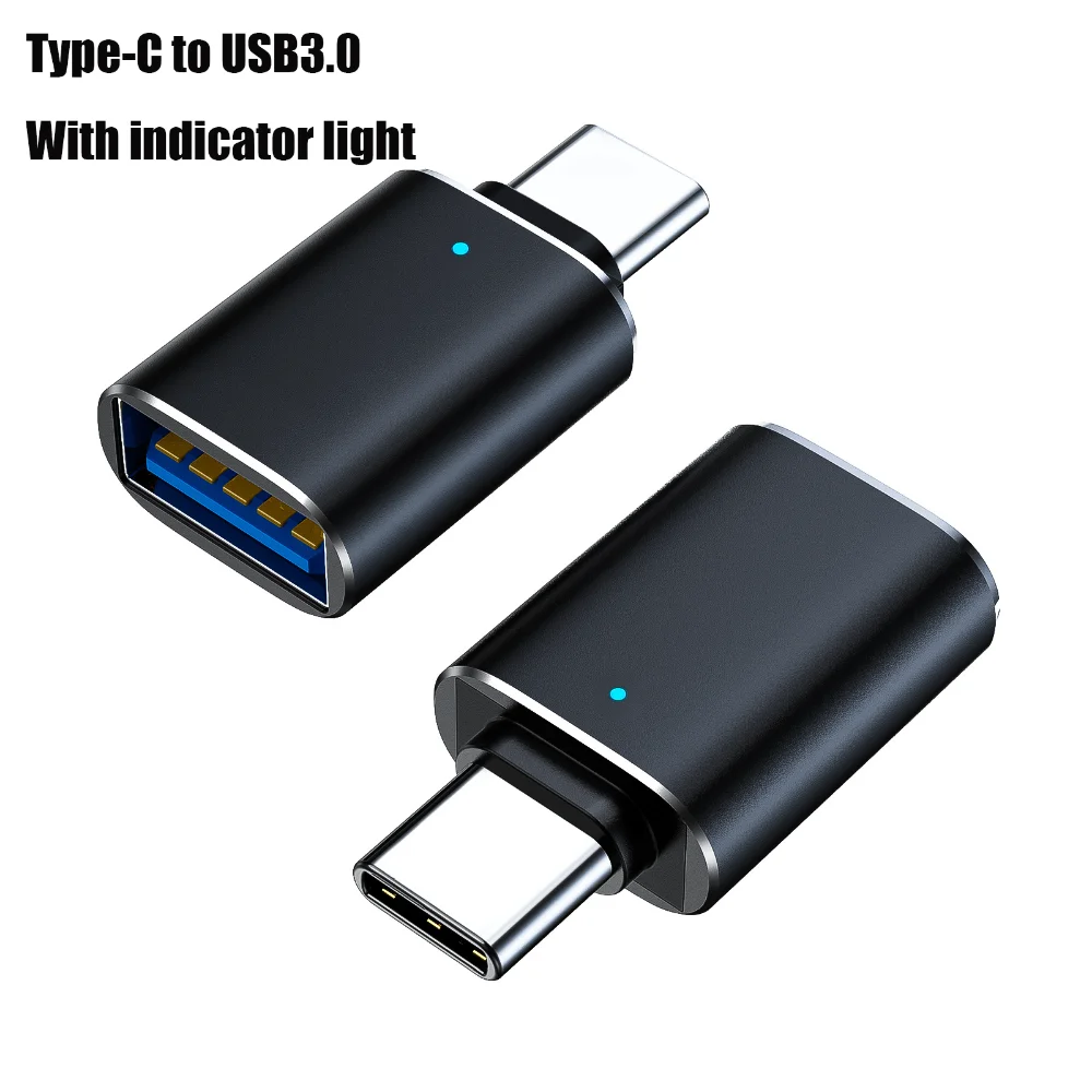 

OTG Adapter Type-c To USB3.0 Card Reader with Light In Car Charging Converter Suitable for Tablets, Laptops, Xiaomi, Samsung