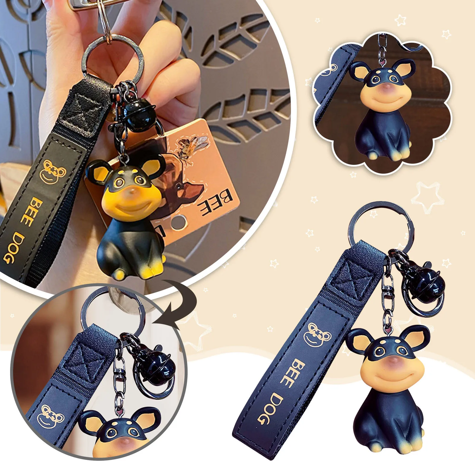 

Мультяшный полимерный брелок для ключей в виде пчелы собаки куклы женский милый креативный изысканный брелок для ключей для пары Подвеска ...