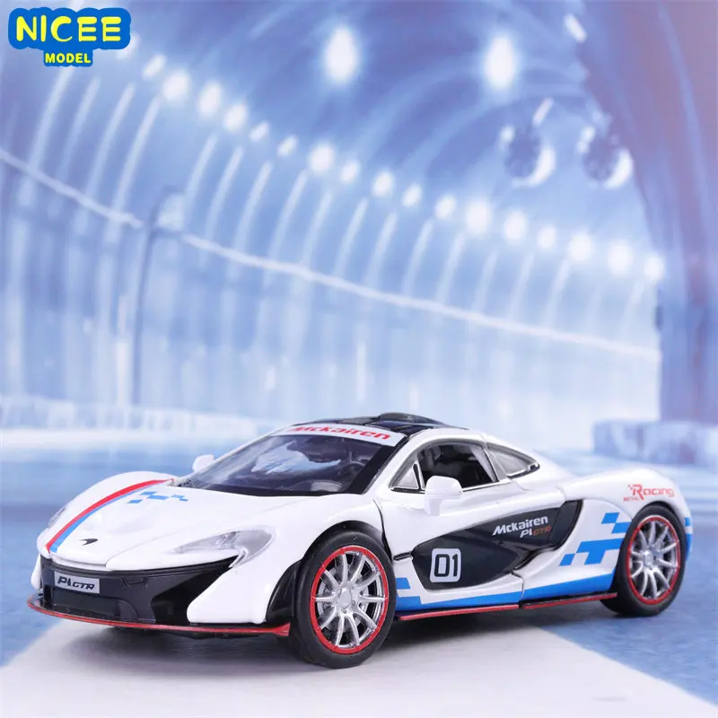 

1:32 McLaren P1 GTR racing car High Simulation Diecast Metal Alloy Model car Sound Light Pull Back Collection Kids Toy Gift A286