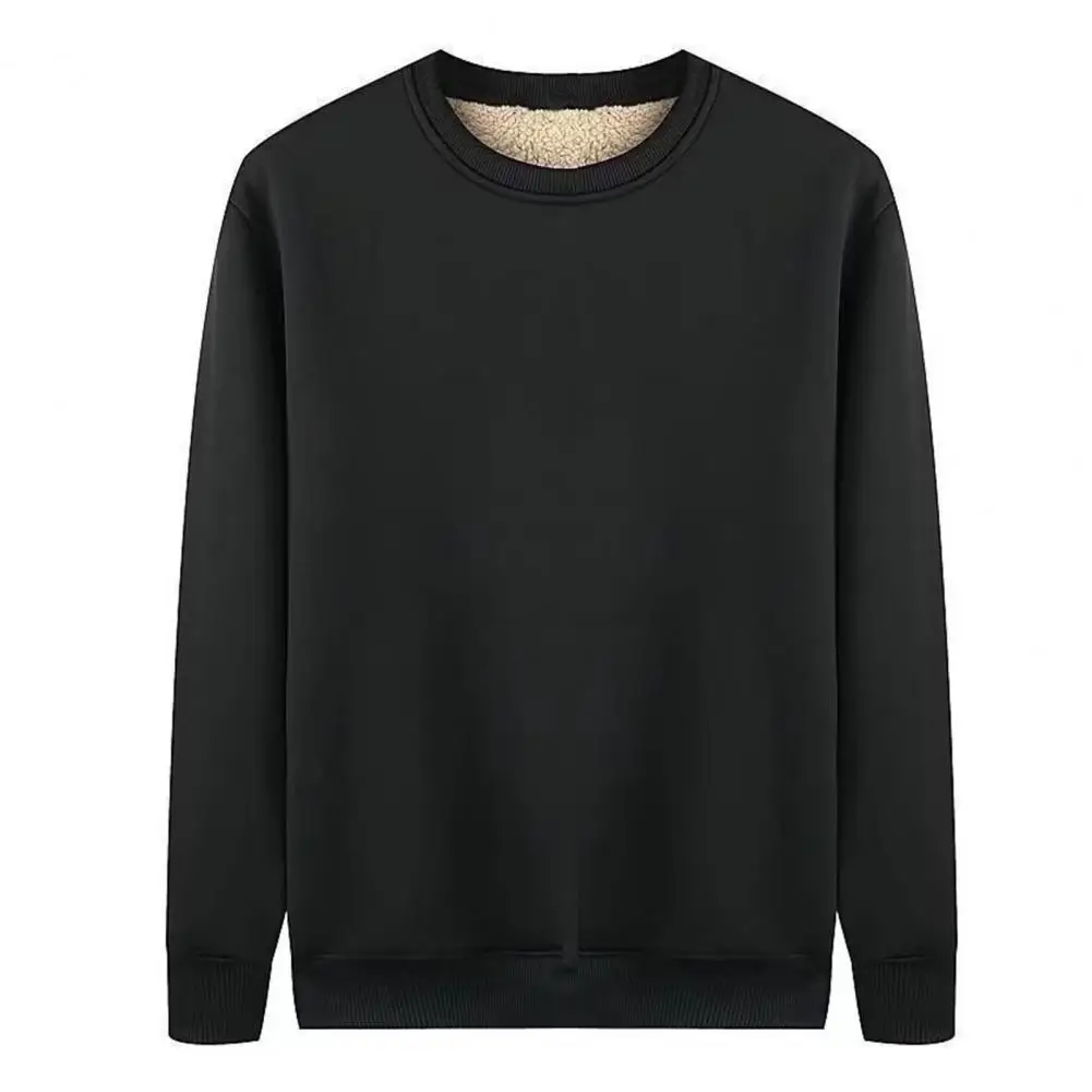 

O-neck Windproof Coldproof Male Winter Fleece Lined Oversized Pullover Sweatshirt Pullover Sweatshirt for Outdoor
