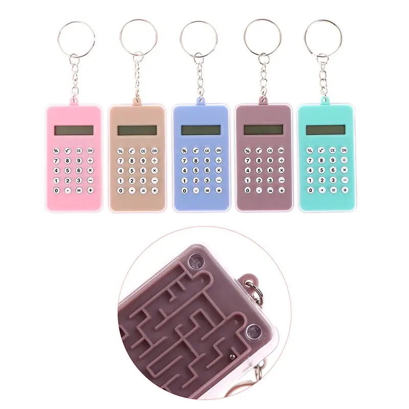 Portable Digital Calculator Kawaii Mini Calculator Pocket Display Cartoon Cute Creative Keychain Calculator Office Supplies