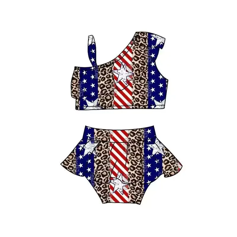 

Купальник для девочек-подростков, купальник из двух предметов для девочек, комплекты бикини высокого качества с оборкой, детская пляжная одежда