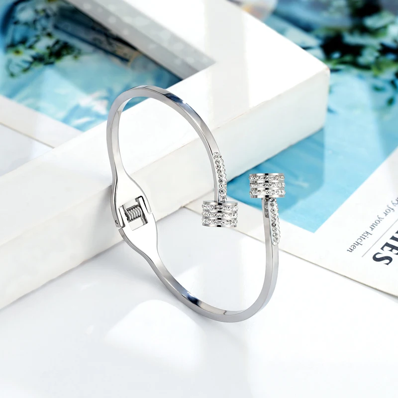 Высокое качество уникальный дизайн белый кристалл двойная головка ногтя браслет