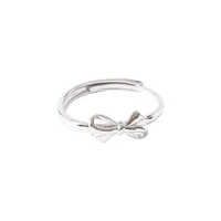 bowknot s925 silver ring female simple advanced light luxury niche design sweet girlish open ring