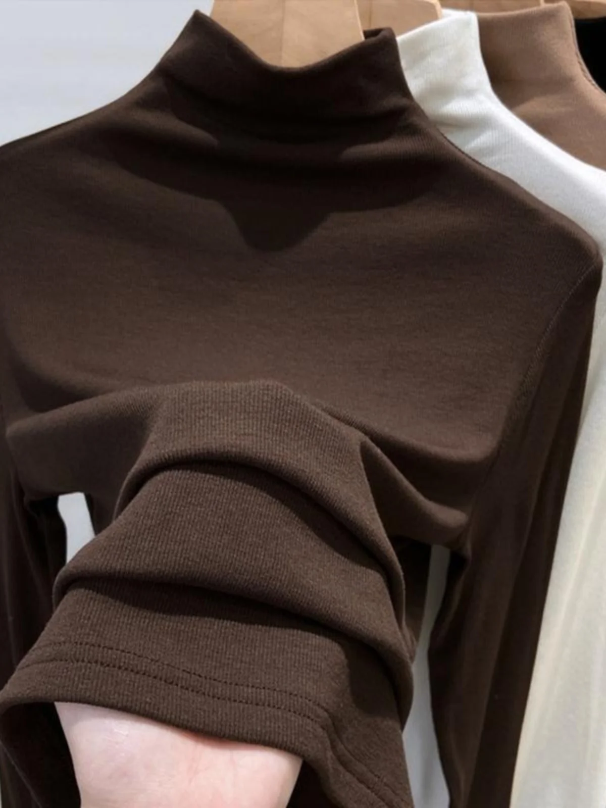 Half-high Collar Maillard Inner wear Bottoming Shirt Women Autumn and Winter Plus size Chubby Girl Slim fit Sweater Knit Long...