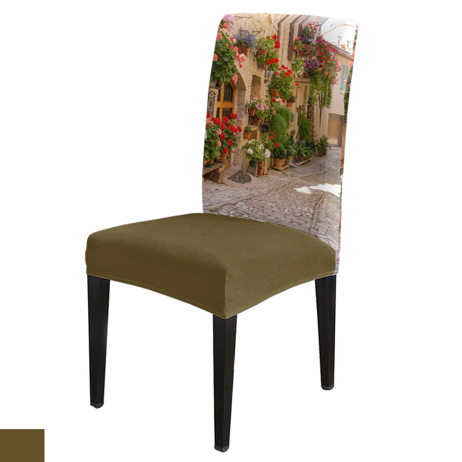 

Spello Town Flower Street Stretch Chair Cover Kitchen Dinning Chair Seat Cover Christmas Chair Covers