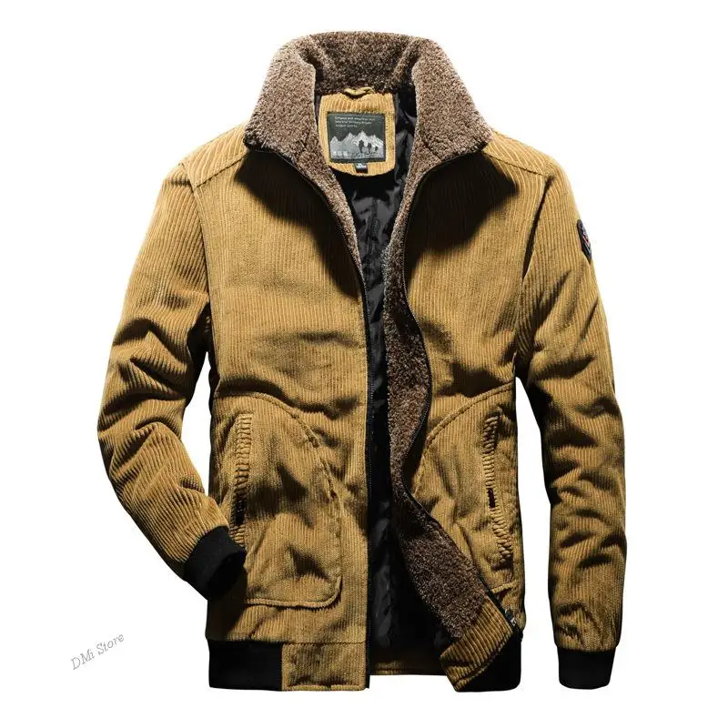 DIMI Mens Jacket Coats Clothes Winter New Men's Clothing Plus Velvet Warm Corduroy Padded Coat Trendy Men Casual Fashion Padded