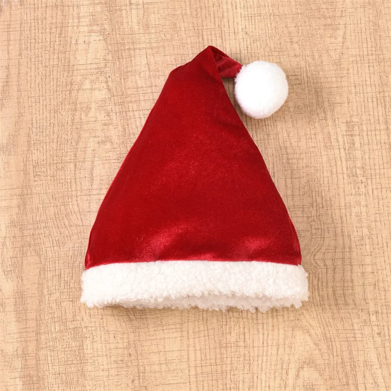 Blotona Little Girls Christmas Outfits Ruffled Long Sleeve Letter Print Velvet Terry Trim A-Line Dress with Santa Hat