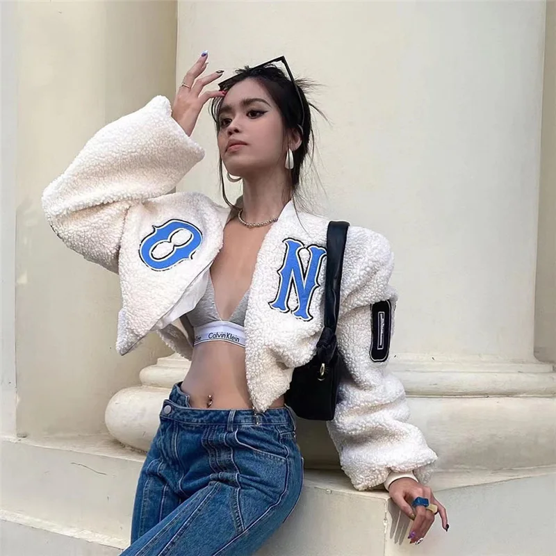 2022 Women's Clothing Autumn/winter New Women's Fashion Letter Embroidered Slim Body Warm Jacket Coat Women