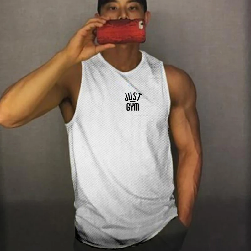 

New 2022 Bodybuilding Fitness Loose Summer Mesh Singlet Muscle Running Vest For Men Tee Gym Clothing Male Tank Top