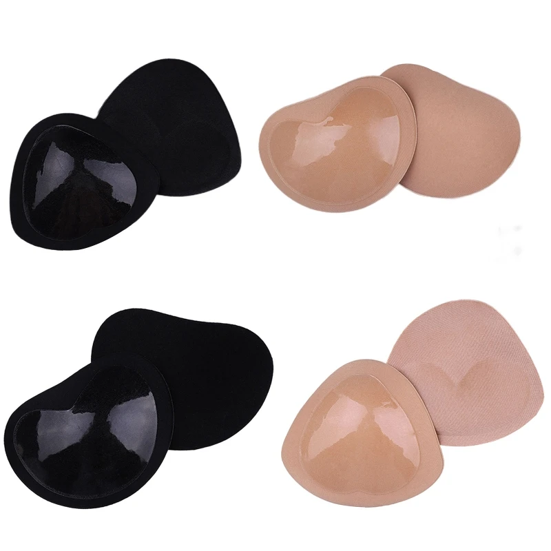 

1 Pair Breathable Silicone Bra Pad Women Triangle Heart Shape Insert Push-up Chest Pad Girls Swimsuit Bikini Sticky Bra Pad