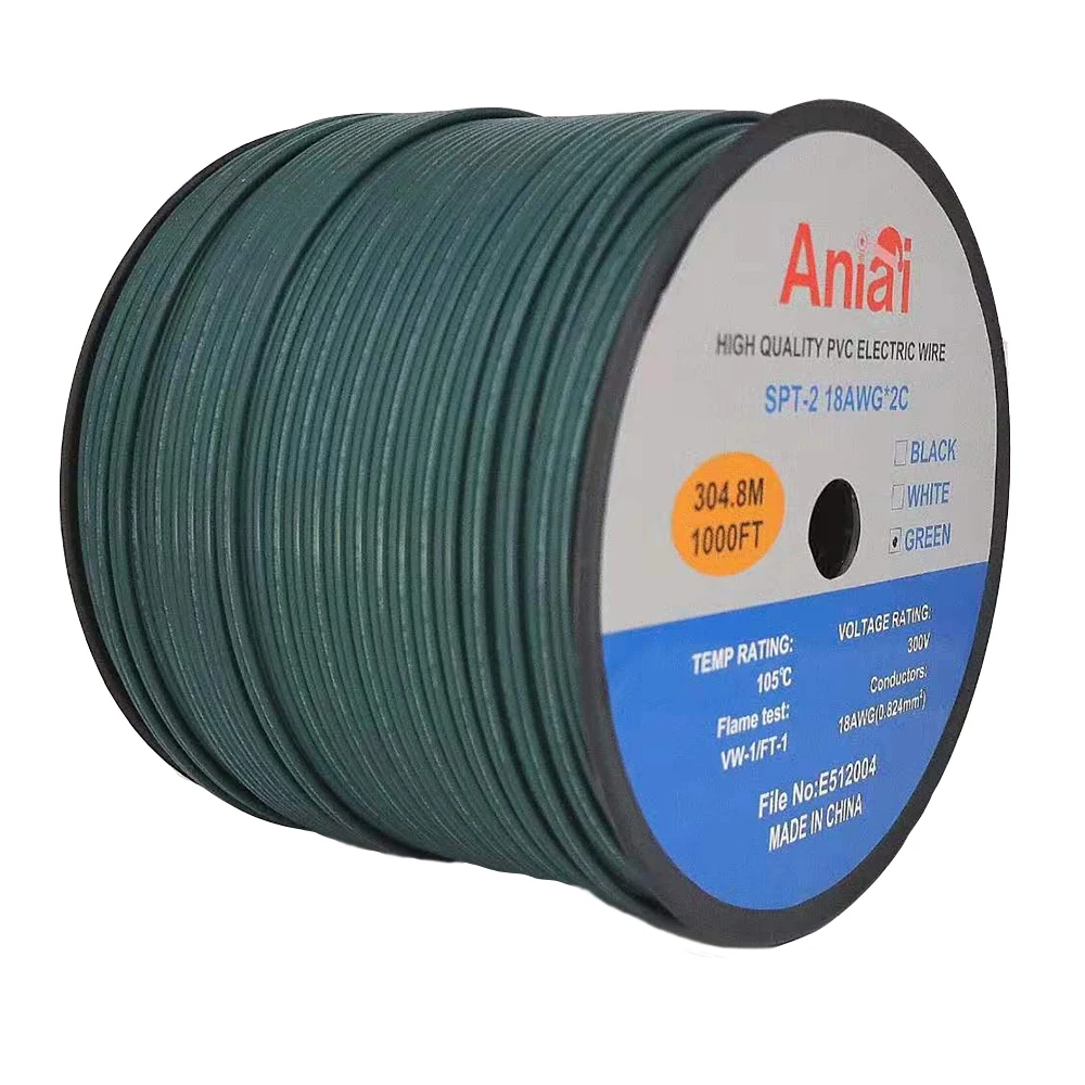 

Электрический кабель UL, плоский провод в катушке, 300 футов, в, SPT-2 18AWG