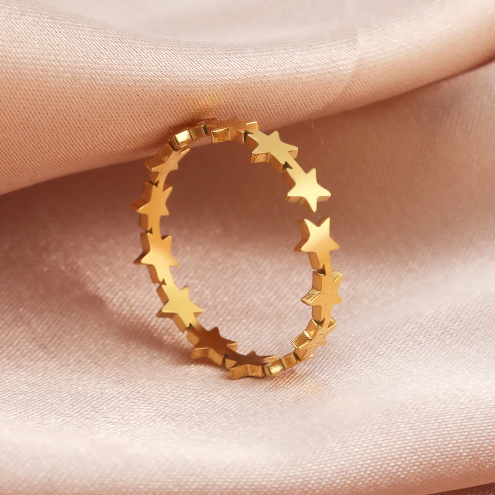 

Minimalist Ring Bohemian Beach Star Cat Sun Lotus Flower Stainless Steel Rings Simple Fashion Jewelry for Women Girls
