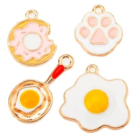 20pcs kawaii design donuts cat claw fried egg earrings charm cute bracelet keychain small pendant jewelry making accessories