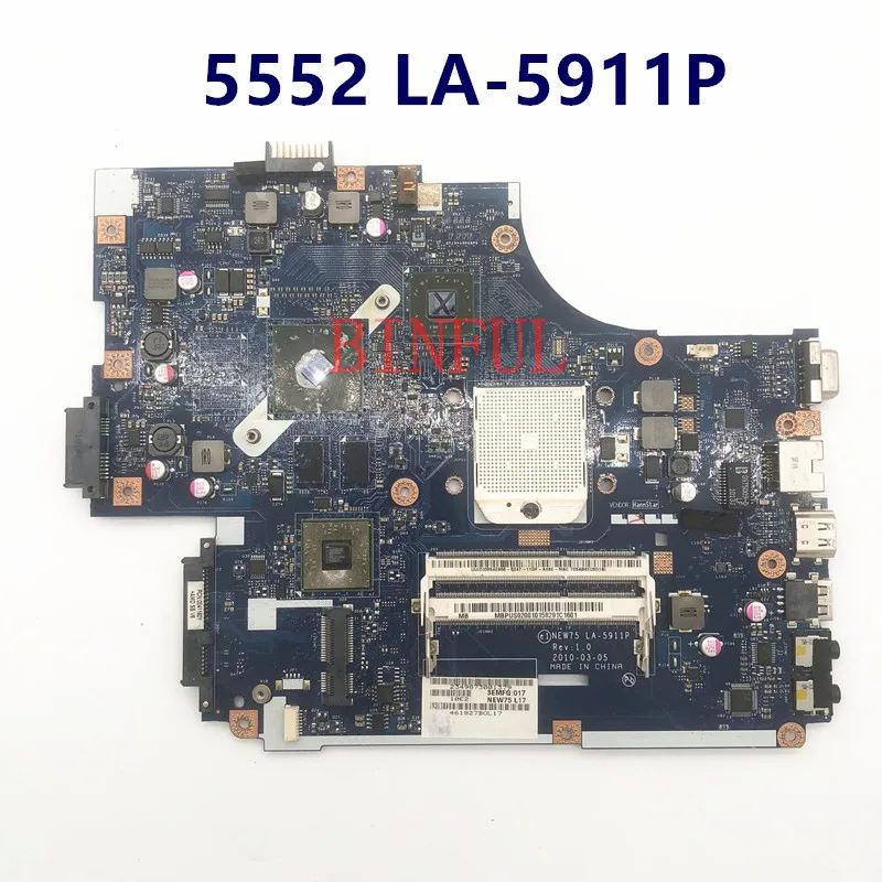 Mainboard For ACER 5552G 5551G 5551 NEW75 LA-5911P Laptop Motherboard HD6470M/512MB For AMD 216-0809000 GPU DDR3 100%Full Tested