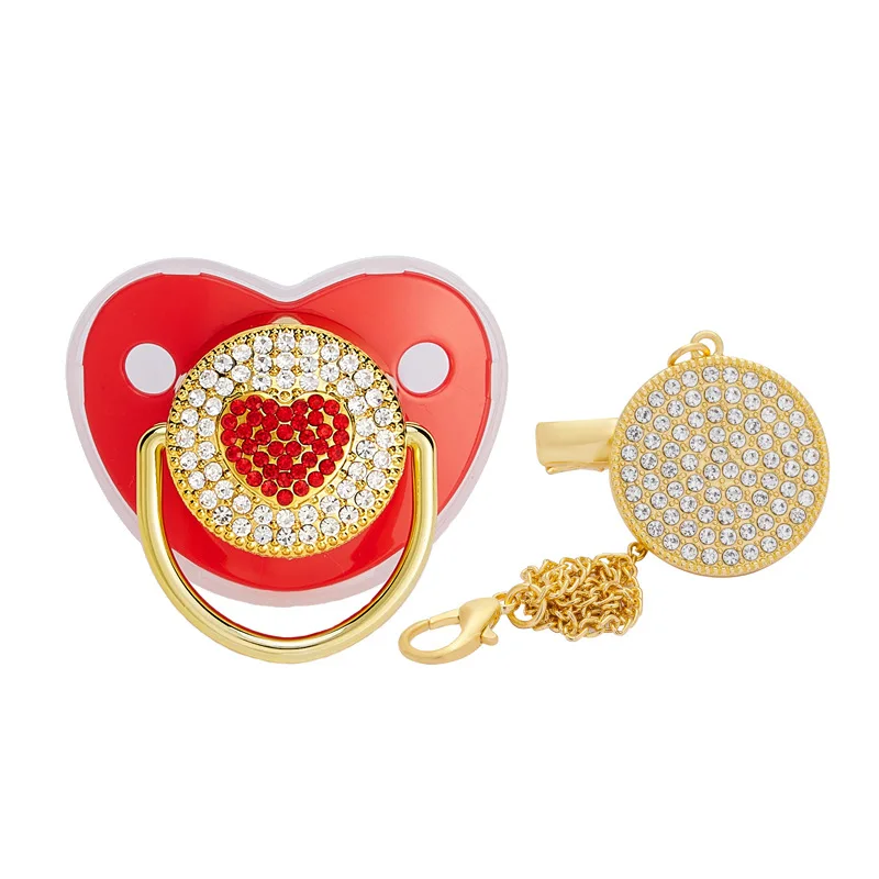

Love Heart BPA Free Silicone Luxury Diamond Baby Pacifier Newborn Nipple Infant Teether Bling Dummy Soother Chupeta 0-12 Months