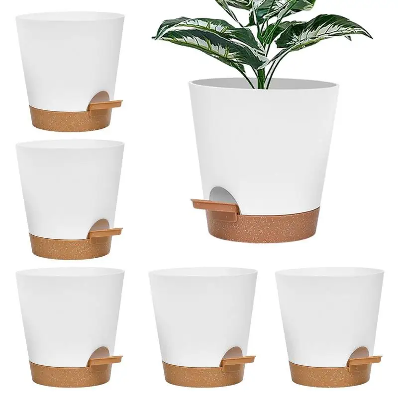 

Self-Watering Plant Pot 5pcs Self Watering Pots For Indoor Plants | 6inch Decorative Flowerpot For Indoor Outdoor Gardens