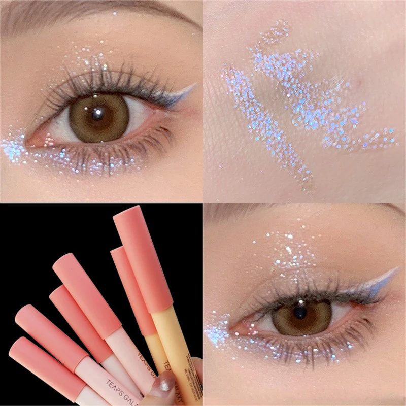 

Diamond Eyeshadow Liner Pencil Face Highlighter Makeup Long Lasting Matte Glitter Pink Silkworm Champagne Gold Eyeliner Pen 1PCS
