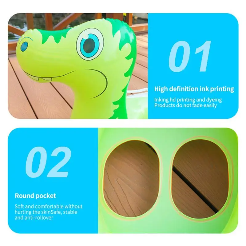 Надувное кольцо для плавания детей с изображением динозавра из мультфильма