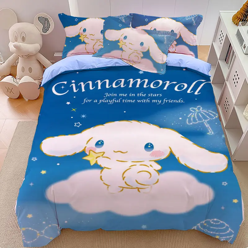 

Kawaii Sanrio аниме Cinnamoroll мультяшный принт кровать из четырех частей девочка спальня простыни и покрывала подарки подруге